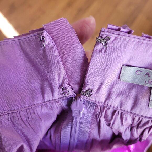 Calypso St. Barth Lavender 100% Silk Crinkle Sunburst Pleat Shift Dress Medium M - Picture 5 of 7